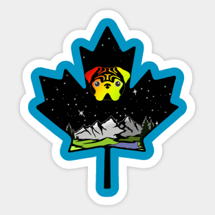 Canadian Maple Leaf Pug - Yellow/Orange Sticker